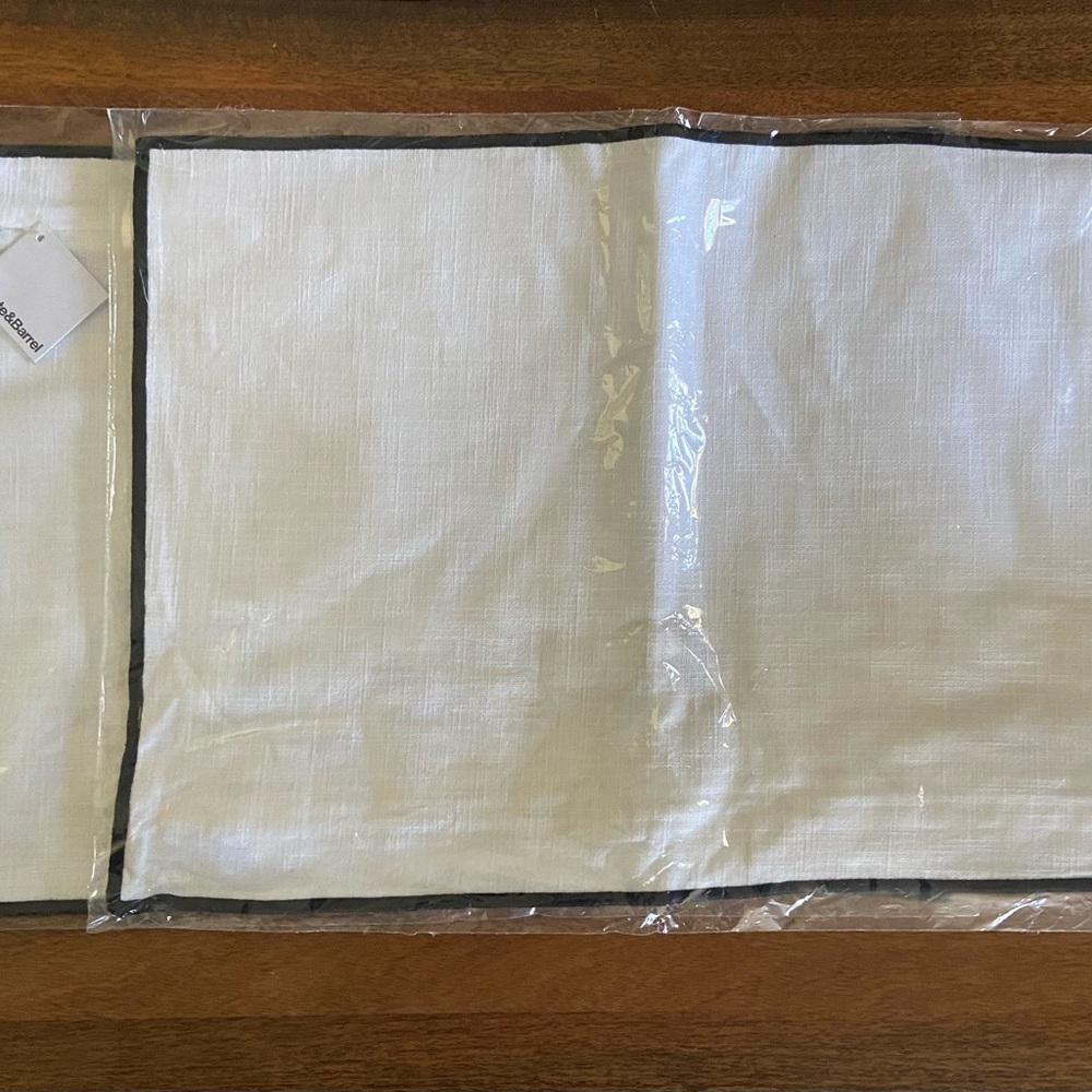 Two New Crate & Barrel Cotton White with Black Trim Pillow Shams - Picture 6 of 6